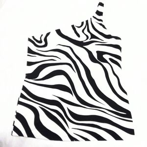 Asymmetric Zebra Print Top